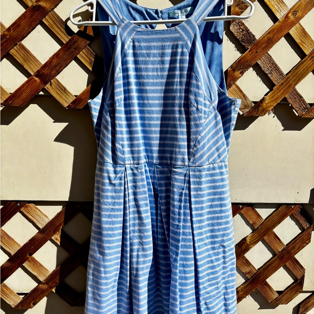 Blue and White Striped Dress